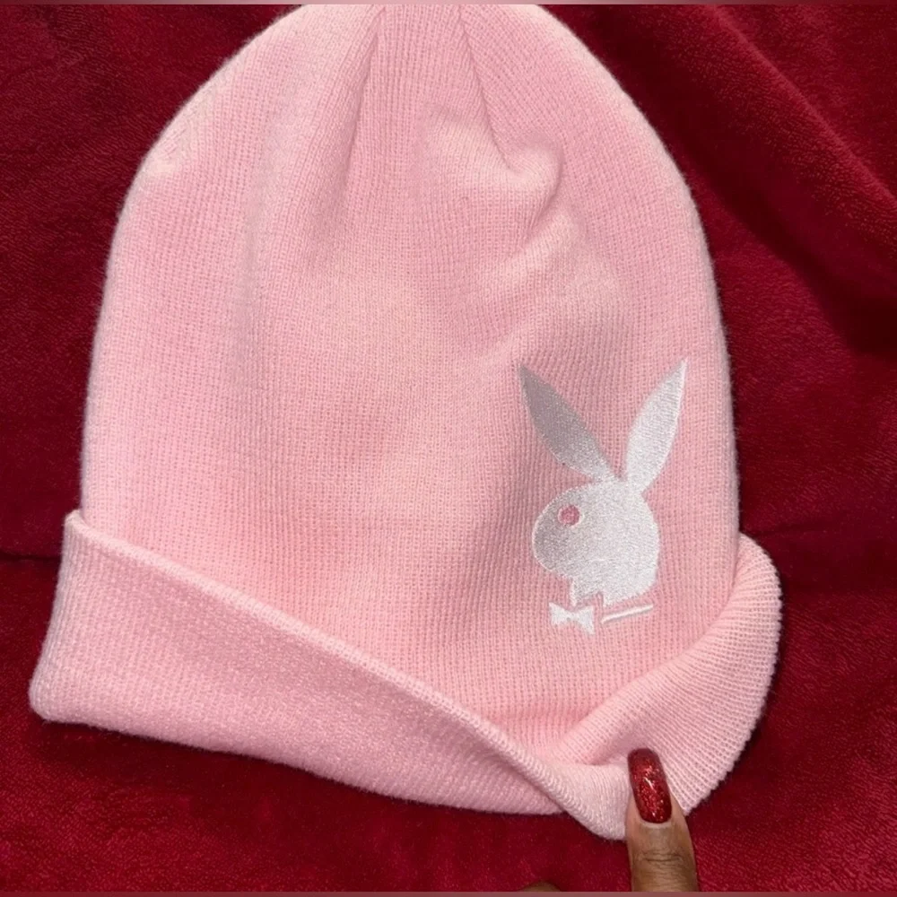 PLAYBOY Peekaboo Bunny Soft Pink Knit Beanie- NWT